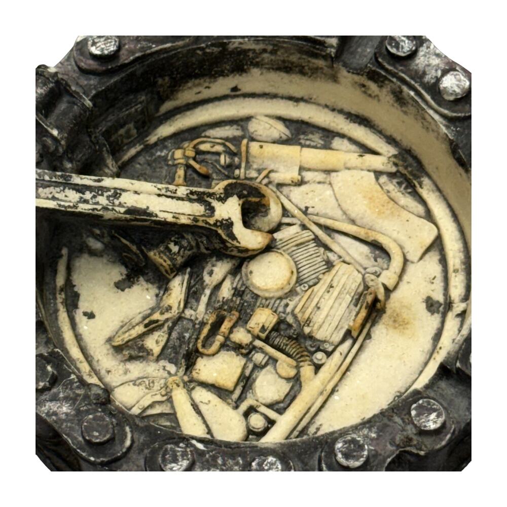 Motorcycle Biker Chain Rim Ashtray Resin Novelty Mancave Decor - Picture 2 of 7